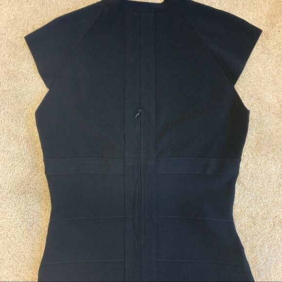 Sandra Angelozzi black short sleeve bandage bodycon V-neck dress Sz L NWT - Picture 6 of 13